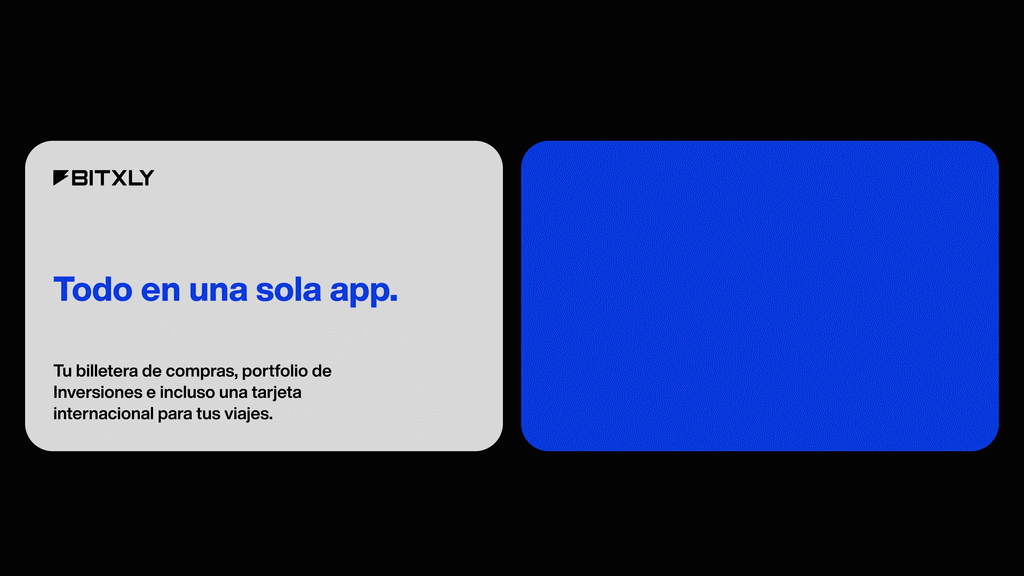 Animación de marca y sistema visual de interfaz para Bitxly